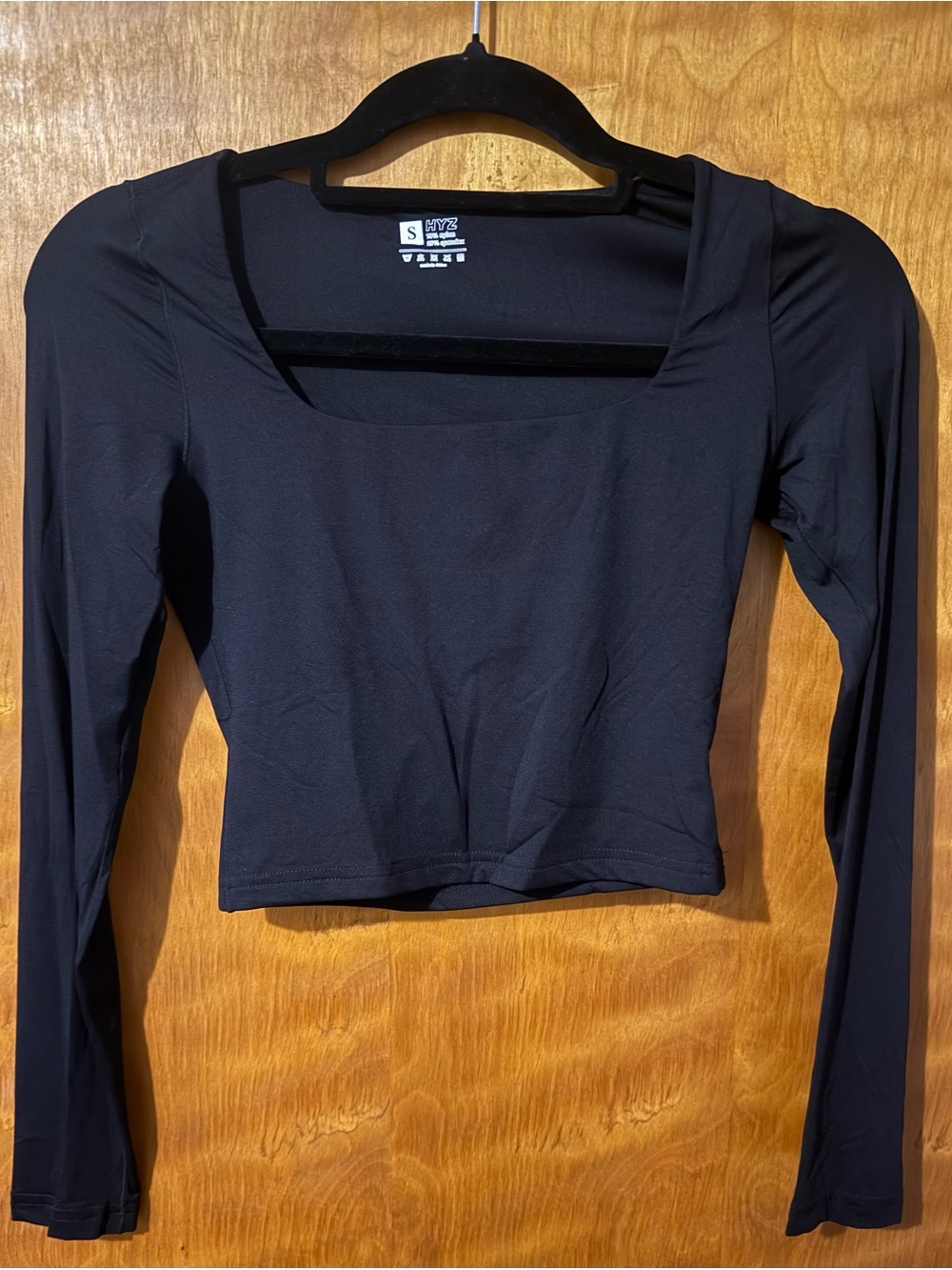 HYZ Black Long Sleeve Square Neck Crop Top – NWOT